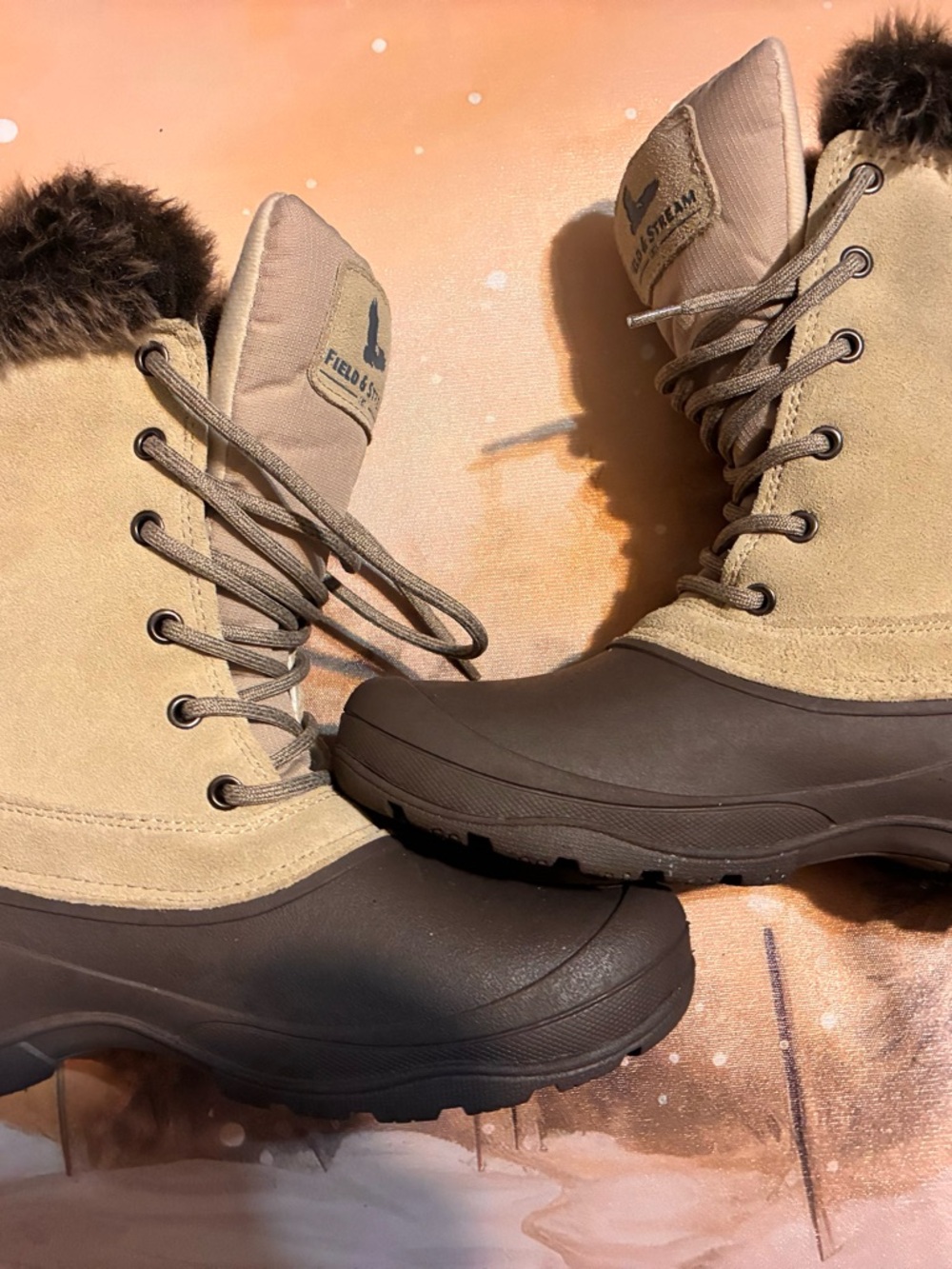 Women’s Field & Stream Women's Tan Brown Insulated Winter Boots US 8
